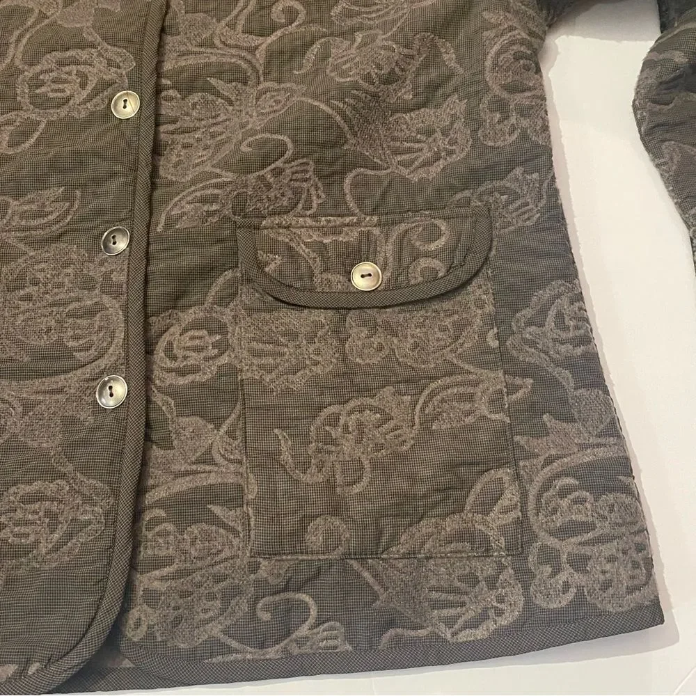 Focus Textured Tapestry Button Down Collared Jacket/Blazer Women's Size Small